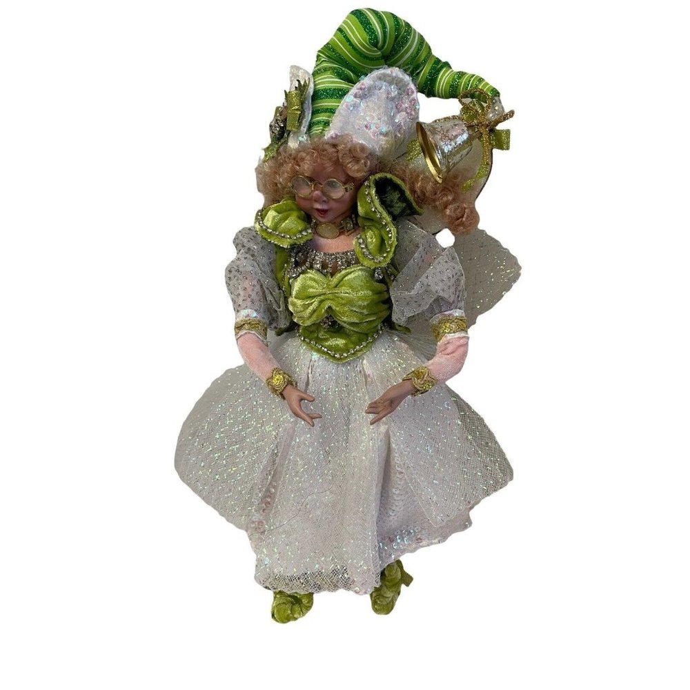 Mark Roberts Fairy Doll Figurine Ornament Green clothes, Floral Wing‎ 18 in